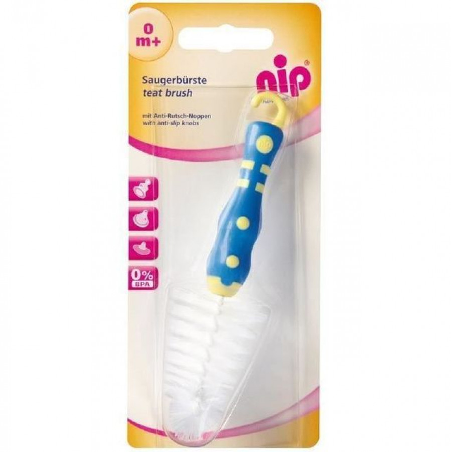 Perie mini pentru suzete si tetine, cu maner antialunecare, 0+ luni, nip 37011 1
