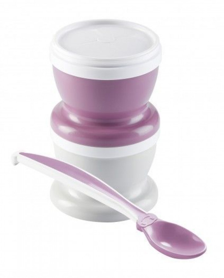 Set 2 recipiente cu capac si lingurita Thermobaby Orchid Pink 0