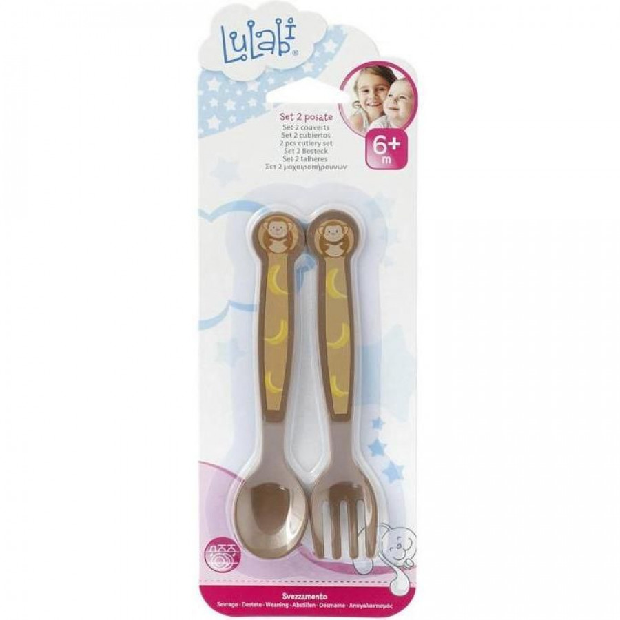 Set lingurita si furculita plastic Maimutica Lulabi 7973050 1