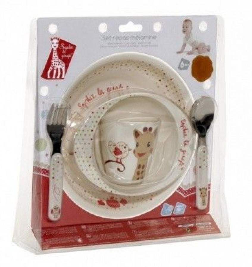 Set pentru masa melamina Girafa Sophie & Kiwi blister 0