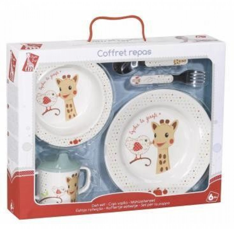 Set pentru masa melamina Girafa Sophie & Kiwi cutie cadou 0