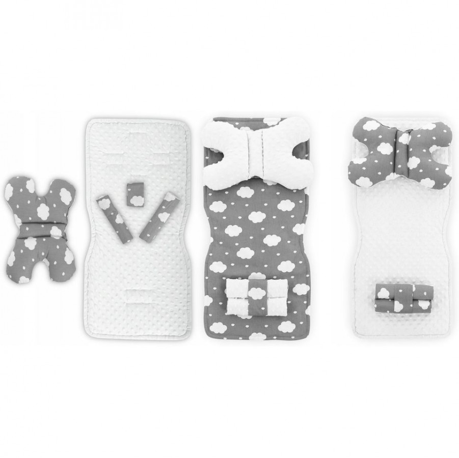 Set 5 in 1 pentru carucior Minky, salteluta, perna, 2 protectii centuri si curelusa Tutumi TT345 3