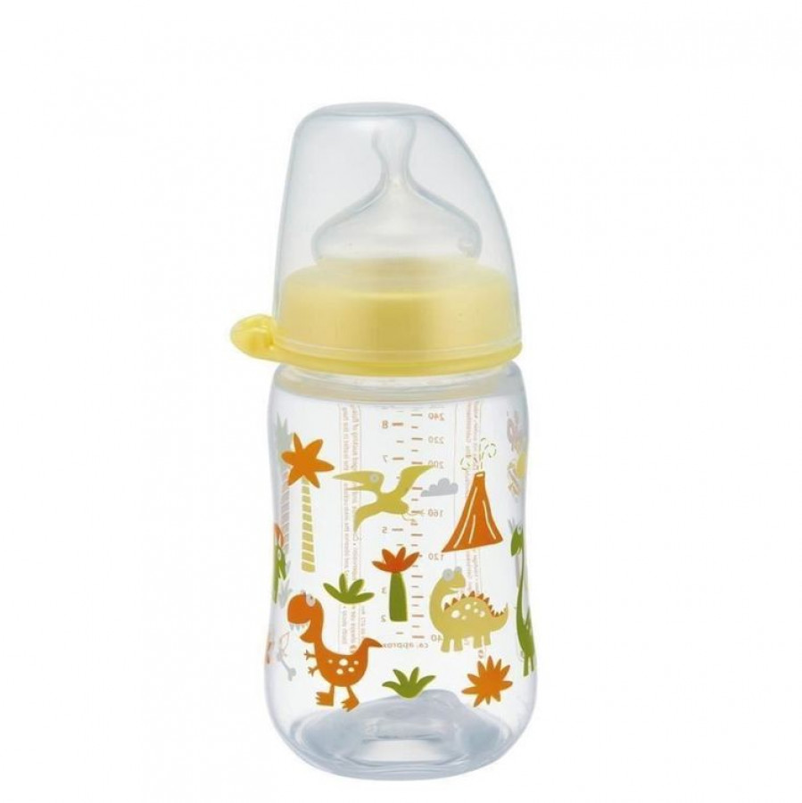Biberon cu gat larg Unisex PP 260 ml, tetina silicon ortodontica, debit mediu,0+ luni, nip 35040 0