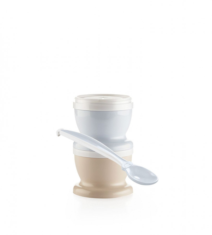 Set 2 recipiente cu capac si lingurita Thermobaby Baby Blue 0
