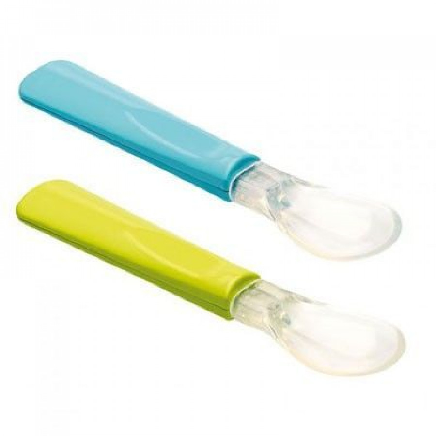Thermobaby- Set 2 lingurite cu varf din silicon verde/turcoaz 0