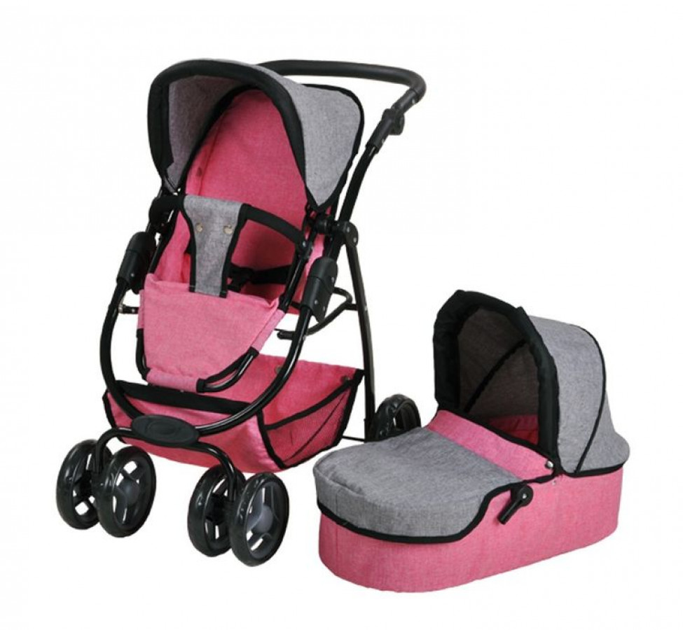 Carucior pentru papusi 3 in 1 Coco Jeans Pink 0