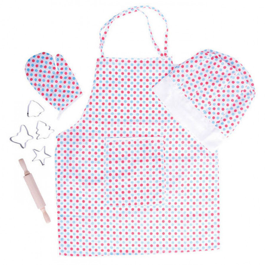 Set sortulet si accesorii alb cu buline 0