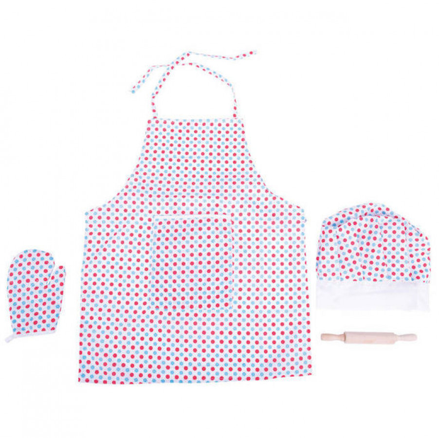 Set sortulet si accesorii alb cu buline 2