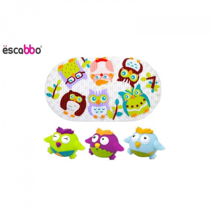 Set covoras si 3 jucarii de baie Pasarele ESCABBO 37029 1