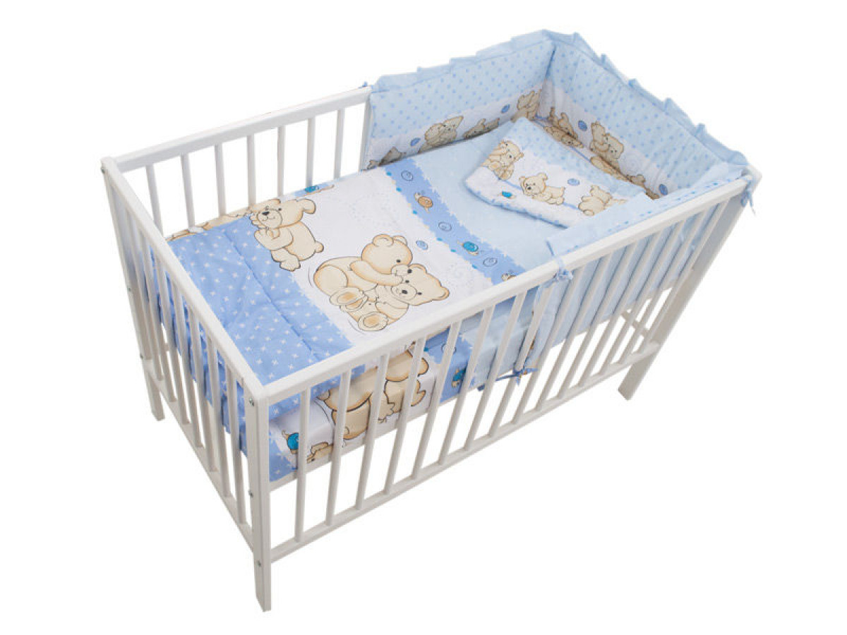 Lenjerie MyKids Teddy Friends Albastru 4 Piese M2 120x60 0