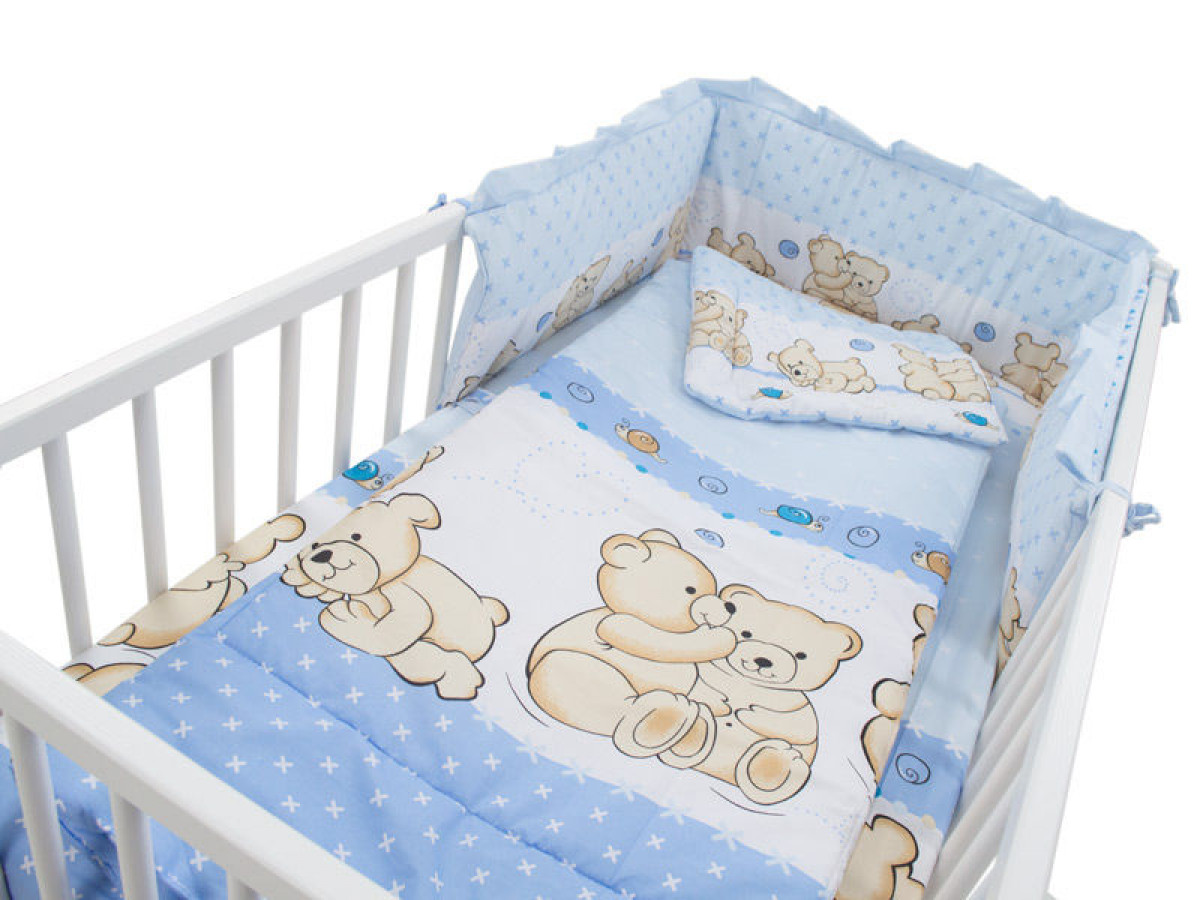 Lenjerie MyKids Teddy Friends Albastru 4 Piese M2 120x60 4