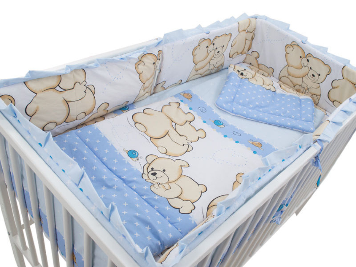 Lenjerie MyKids Teddy Friends Albastru 4+1 Piese M1 120x60 3