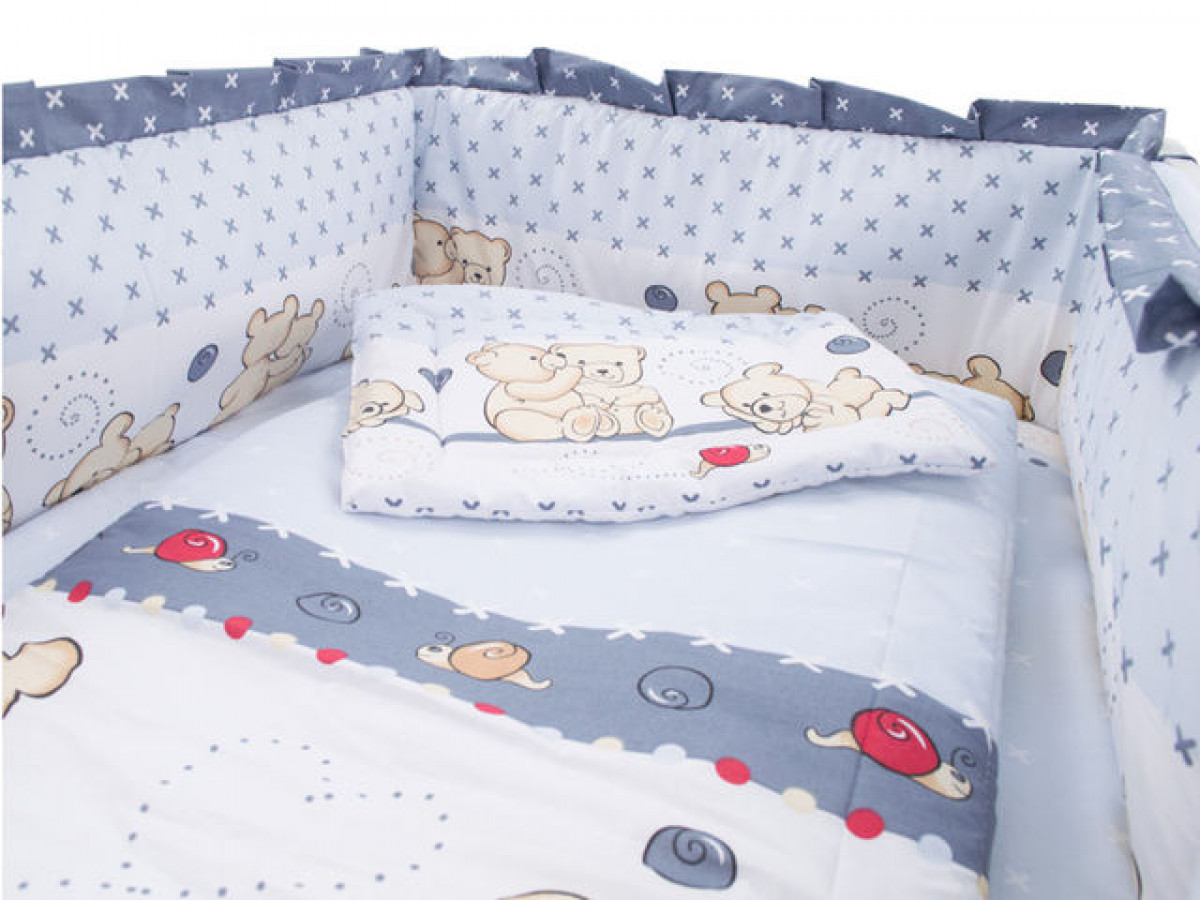 Lenjerie MyKids Teddy Friends Gri 4 Piese M2 120x60 3