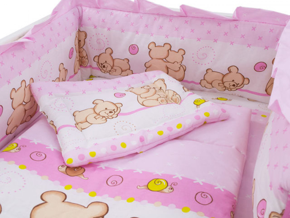 Lenjerie MyKids Teddy Friends Roz 4 Piese M2 120x60 1
