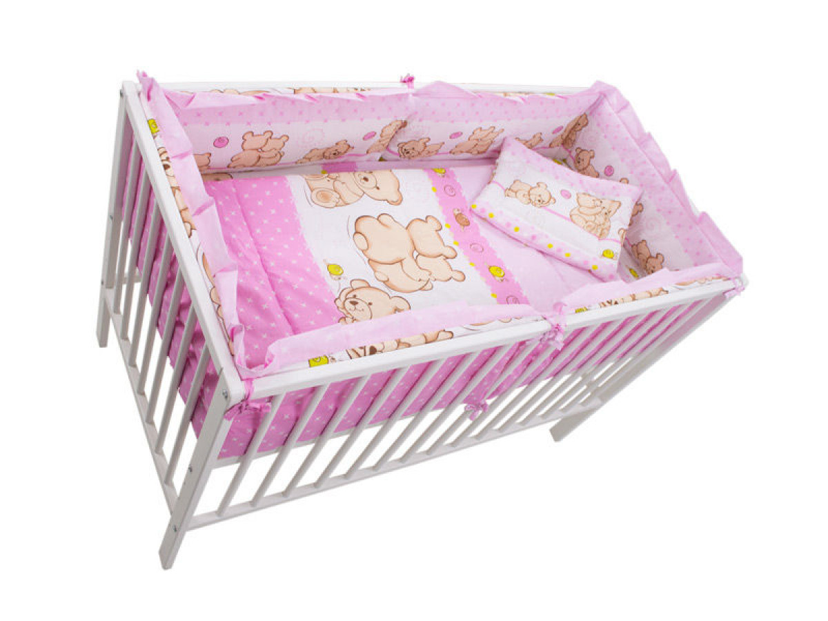 Lenjerie MyKids Teddy Friends Roz 4+1 Piese M2 120x60 0