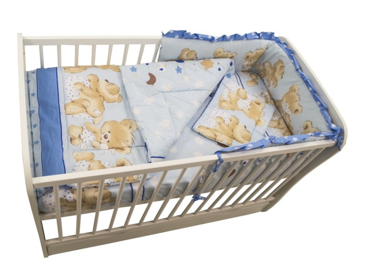 Lenjerie MyKids Teddy Hug Blue 4 Piese 120x60 0