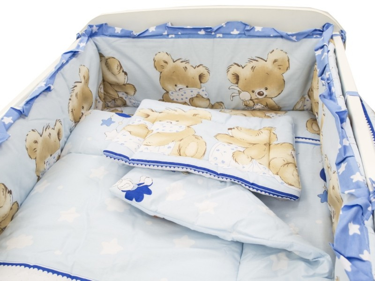 Lenjerie MyKids Teddy Hug Blue 4+1 Piese 120x60 1