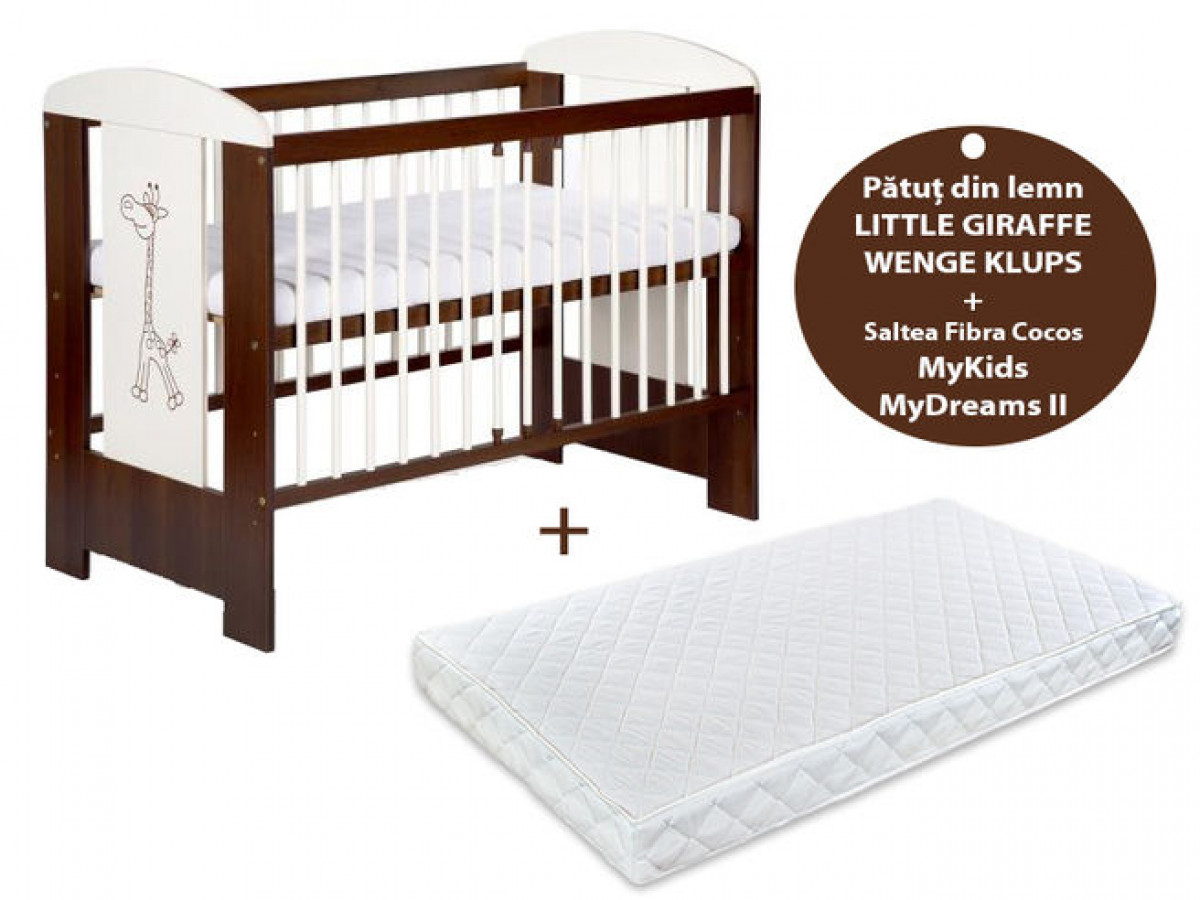 Patut KLUPS Little Giraffe Wenge + Saltea 10 MyDreams II 0