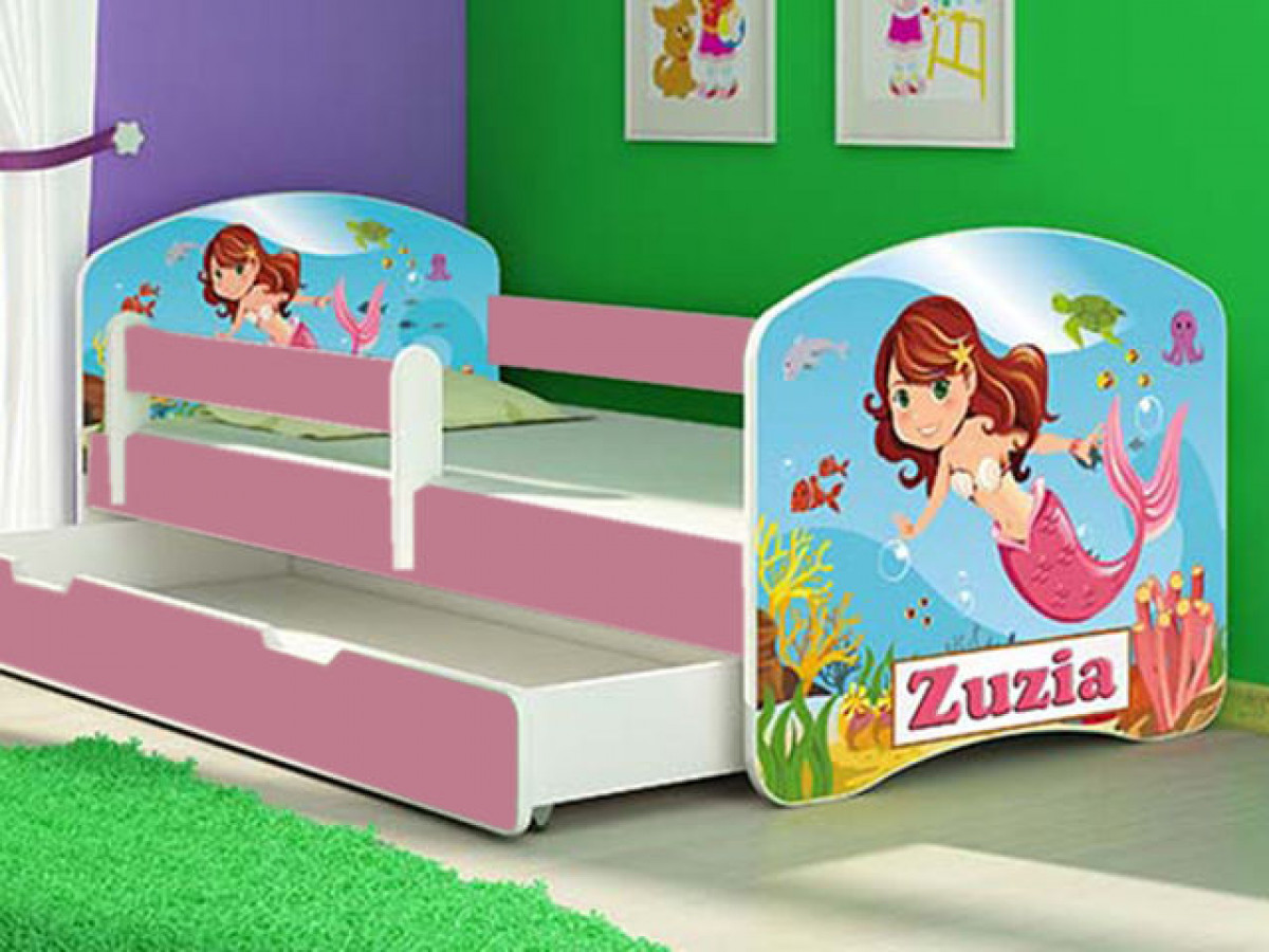 Patut Tineret MyKids Mermaid cu Sertar si Saltea 160x80 1
