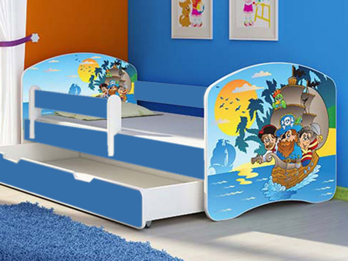 Patut Tineret MyKids Pirates cu Sertar si Saltea 140x70 0