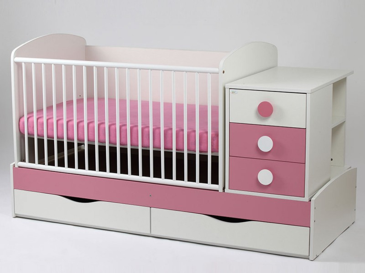 Patut Transformabil MYKIDS Silence Alb-Roz Cu Leg 4059 0