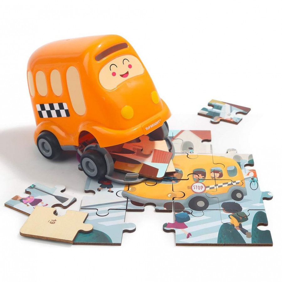 Puzzle din lemn - Autobuzul scolii 2