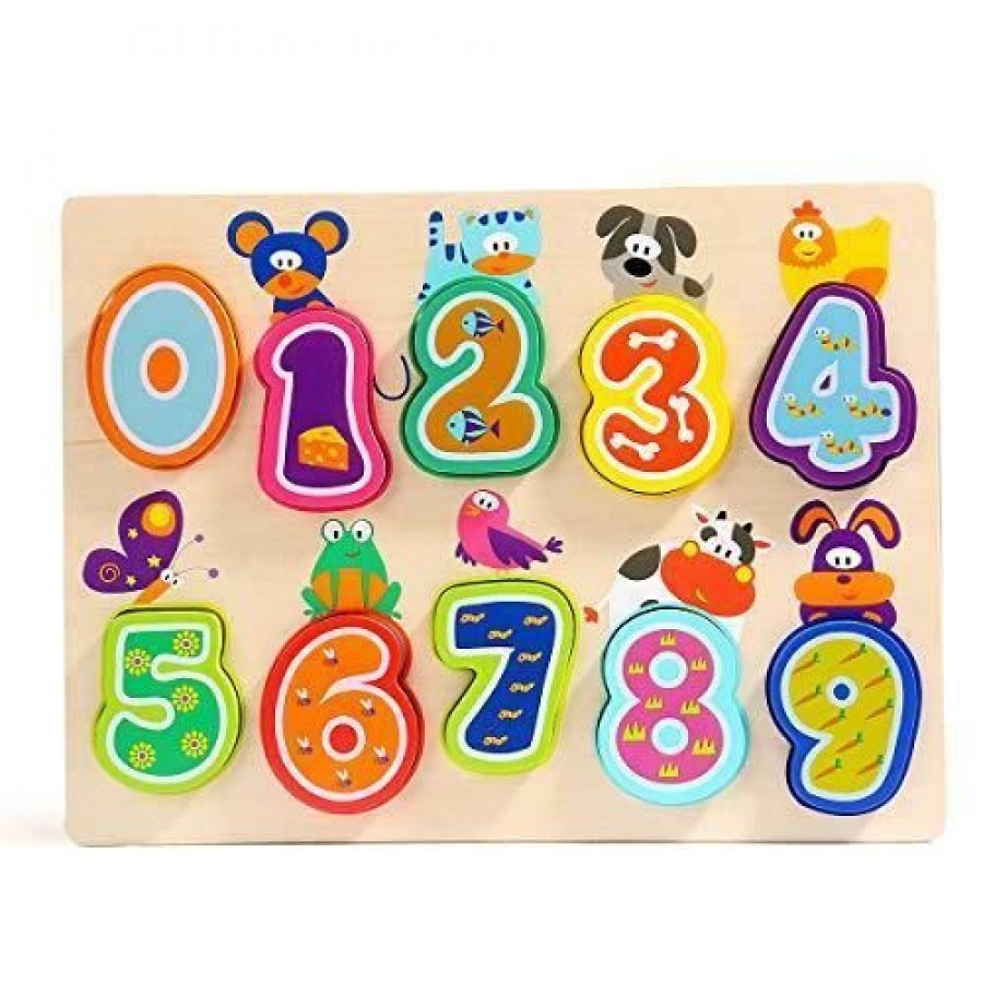 Puzzle din lemn - Numere si animalute 0