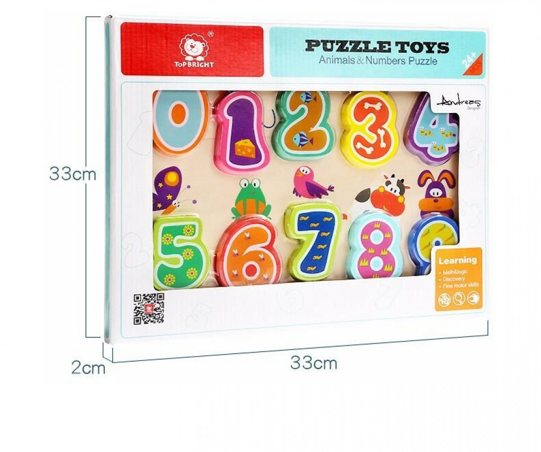Puzzle din lemn - Numere si animalute 1
