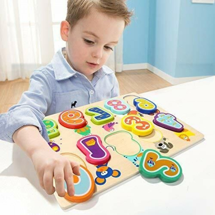 Puzzle din lemn - Numere si animalute 2