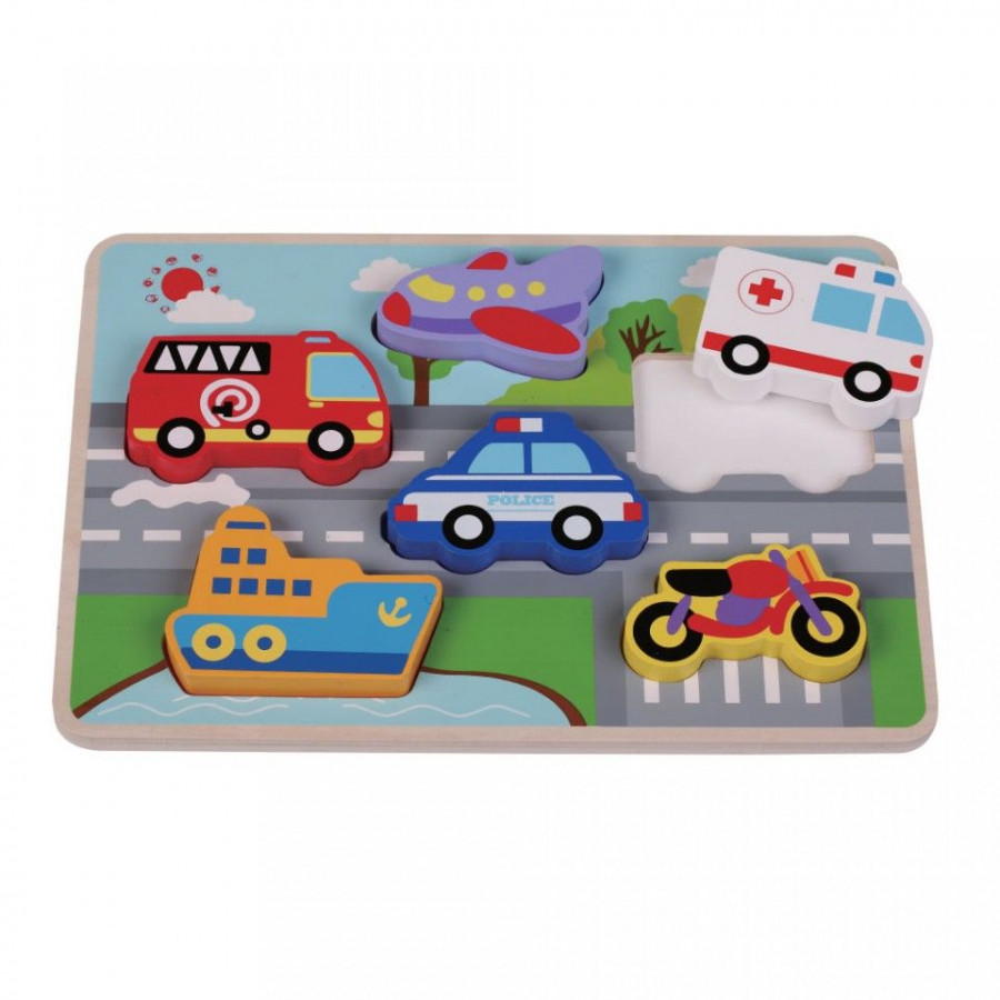 Puzzle din lemn Chunky Traffic 0