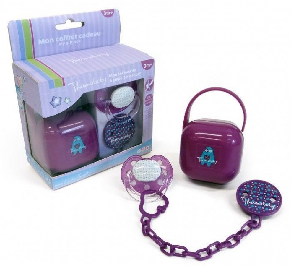 Thermobaby Set suzeta si accesorii, Purple 0