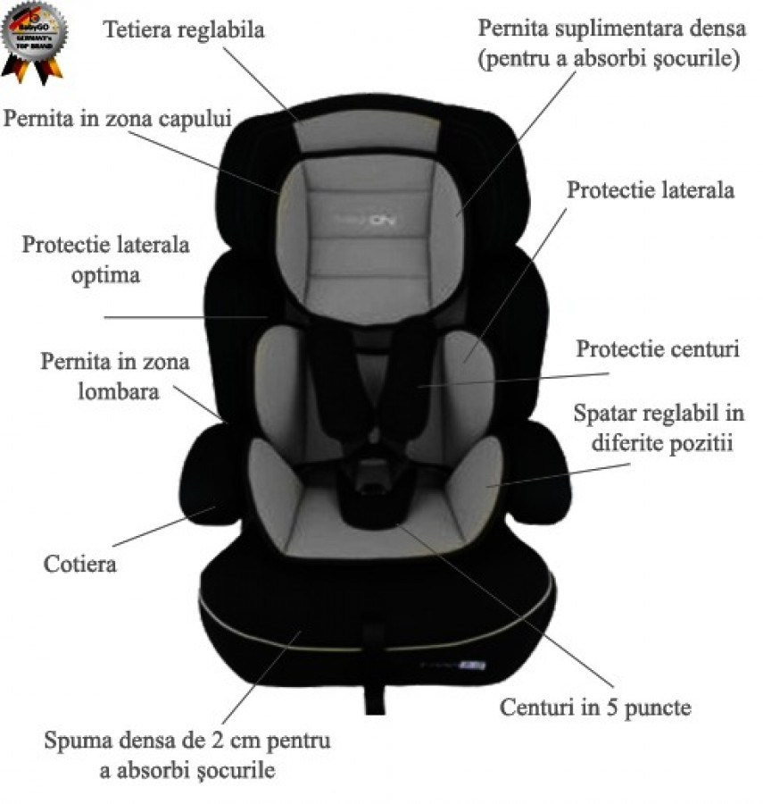 BabyGo - Scaun Auto Freemove Grey 0