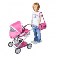 Carucior pentru papusi cu gentuta Kyra Pink With Butterfly 3