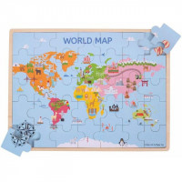 Puzzle din lemn - Harta lumii (35 piese) 2