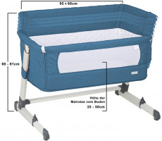BabyGo – Patut co-sleeper 2 in 1 Together Turquoise Blue 3